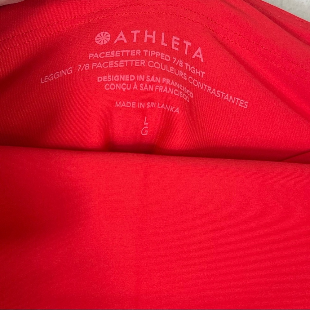 Athleta Pacesetter 7/8 Tipped Tights Leggings Red White Stripe Size Large - Picture 4 of 7
